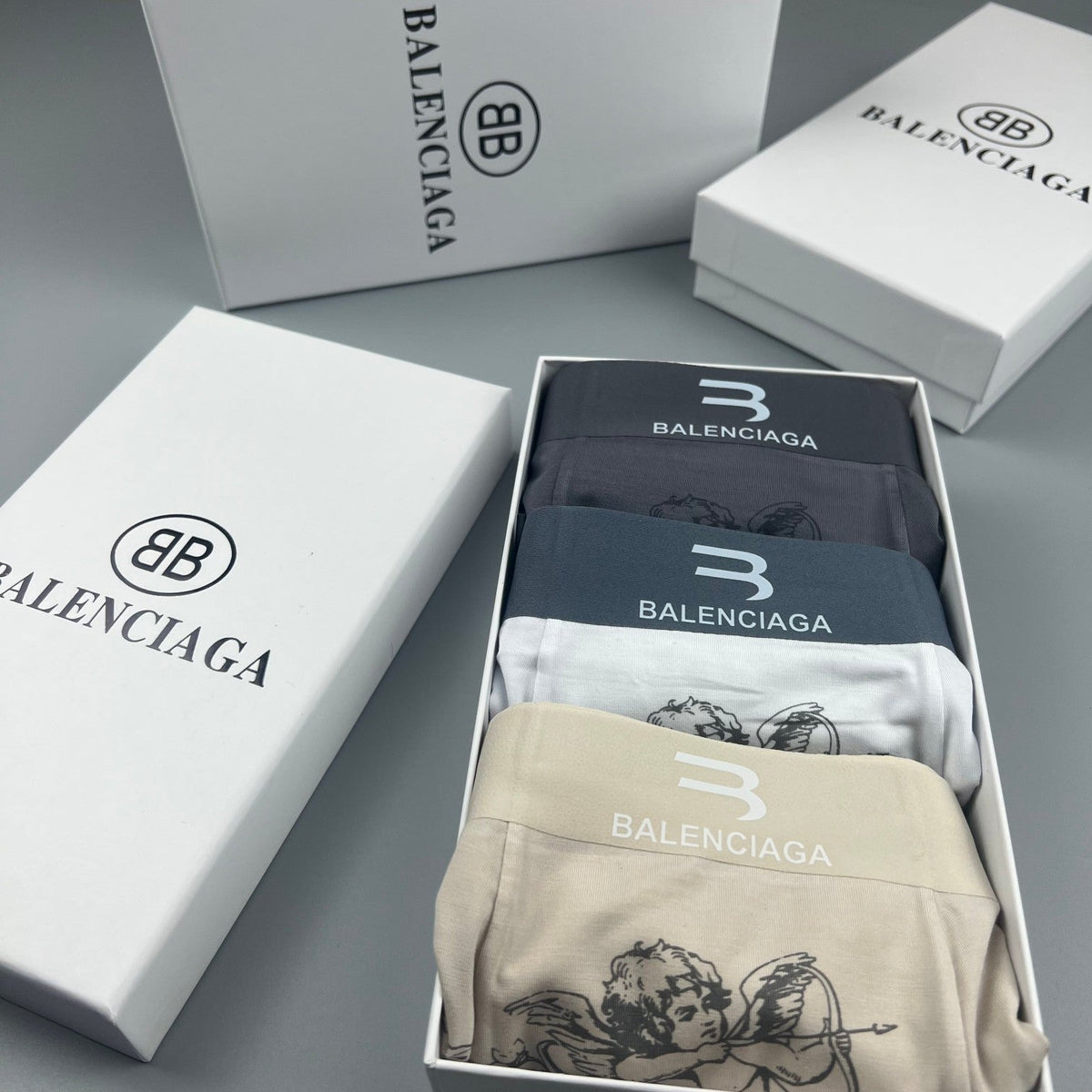 Balenciaga Illustrated Front Graphics Men's Boxer Briefs - 3-Piece Box