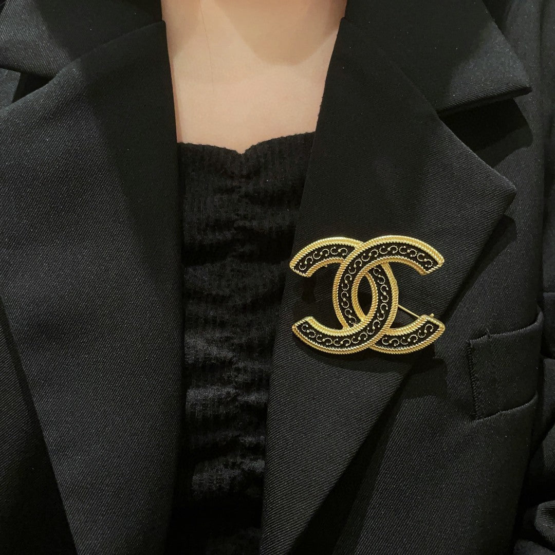 Martin Graham brooch in polished metal-tone – front product view