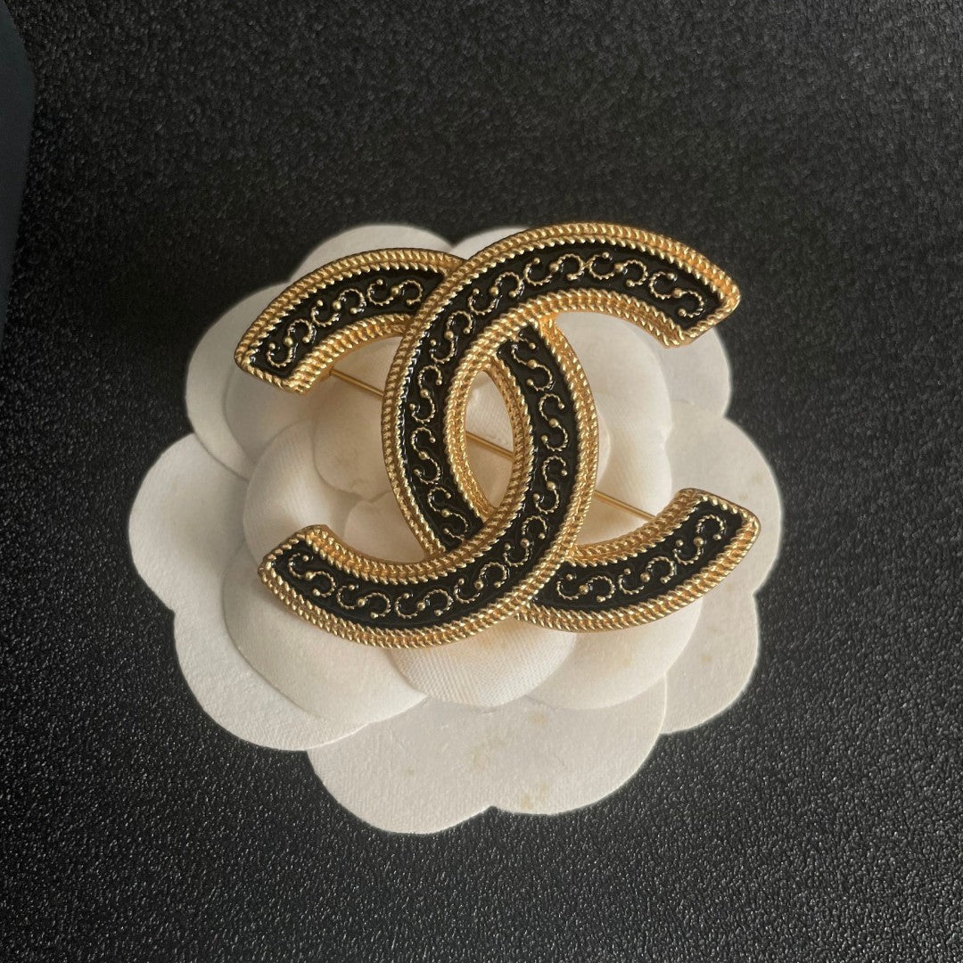 Martin Graham brooch in polished metal-tone – front product view