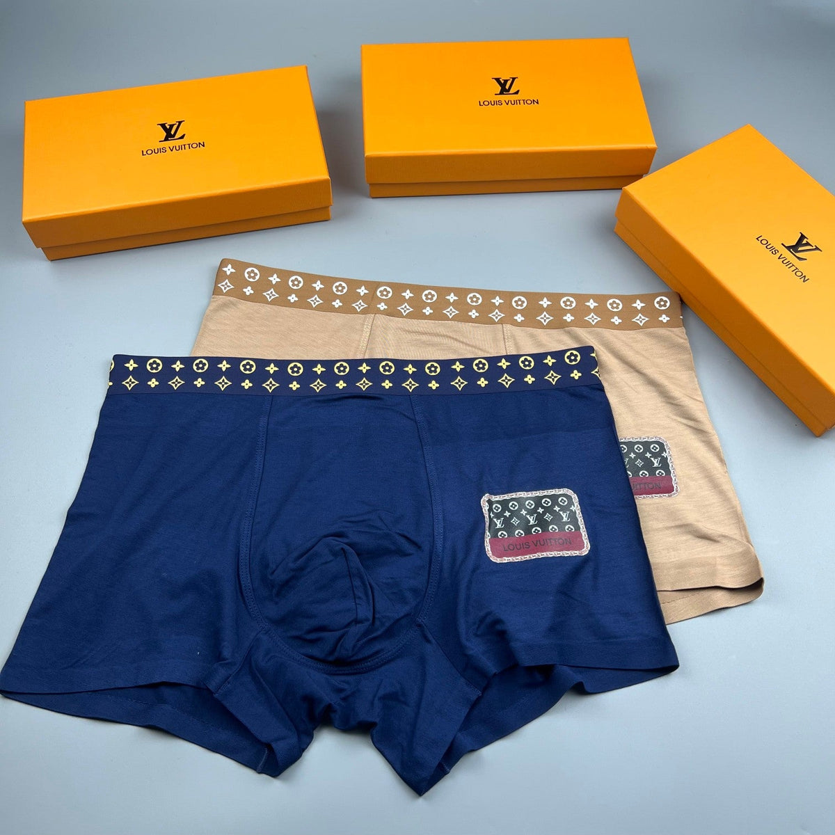 Louis Vuitton Modal-Blend Patch Motif Men's Underwear - 3-Piece Box