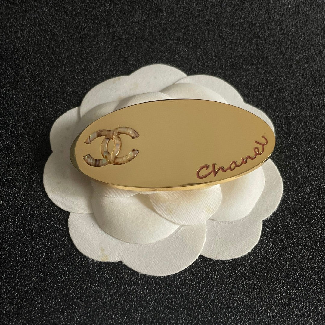 Martin Graham Double-C hair accessory in polished metal-tone – front product view