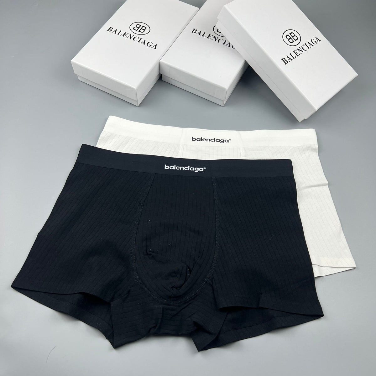 Balenciaga Tonal Wordmark Waistbands Men's Boxer Briefs - 3-Piece Box