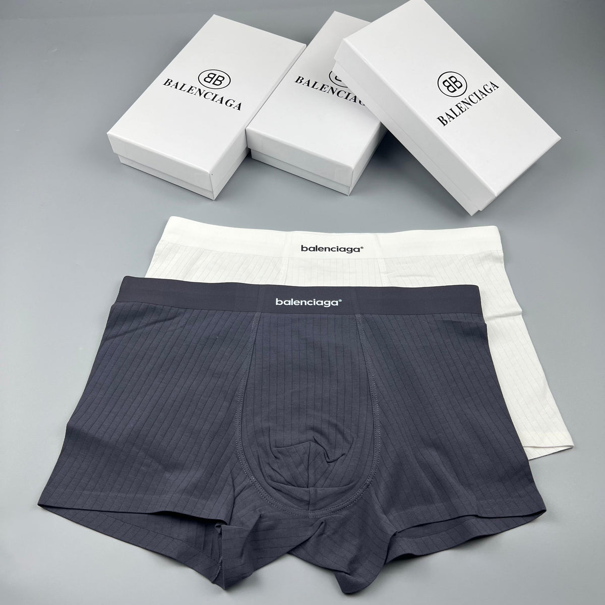Balenciaga Tonal Wordmark Waistbands Men's Boxer Briefs - 3-Piece Box
