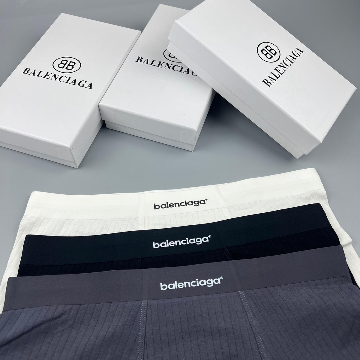 Balenciaga Tonal Wordmark Waistbands Men's Boxer Briefs - 3-Piece Box