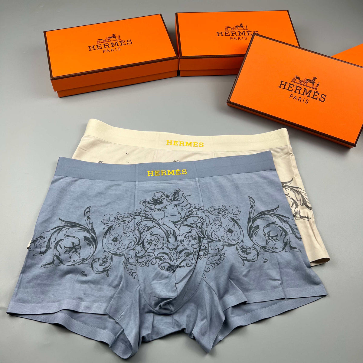 Hermes Illustrated Horse Graphics Men's Boxer Briefs - 3-Piece Box