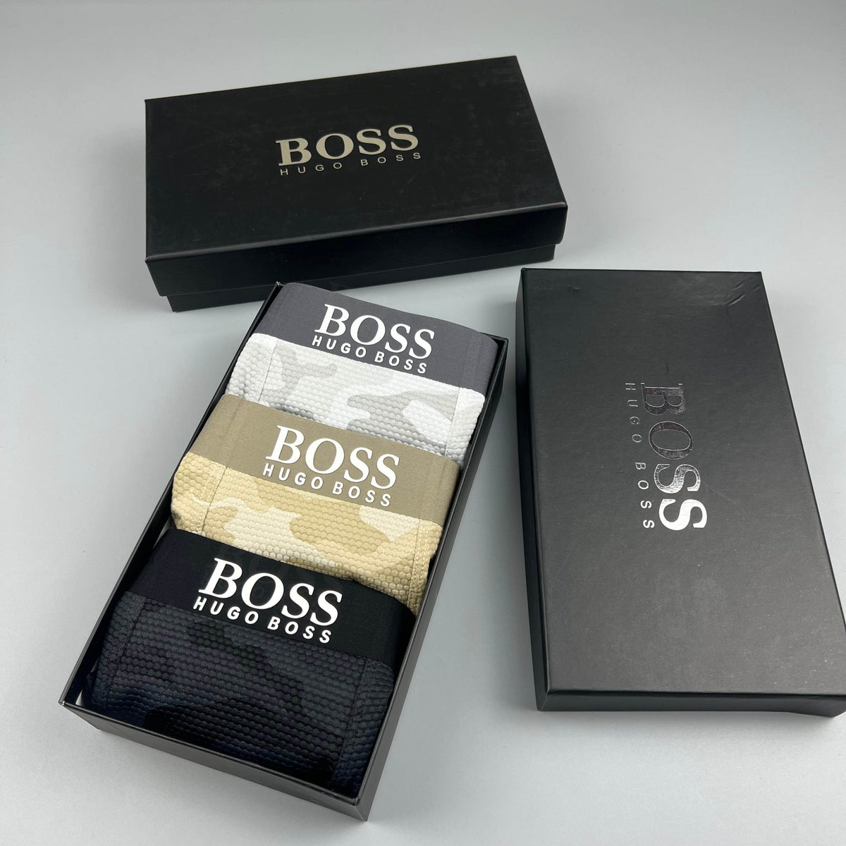 BOSS Sand Camo Boxer Briefs 3-Piece Box Collection Essentials