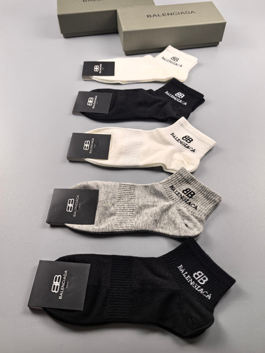 Balenciaga Restrained Wordmark Details No-Show Socks - 5-Pair Set