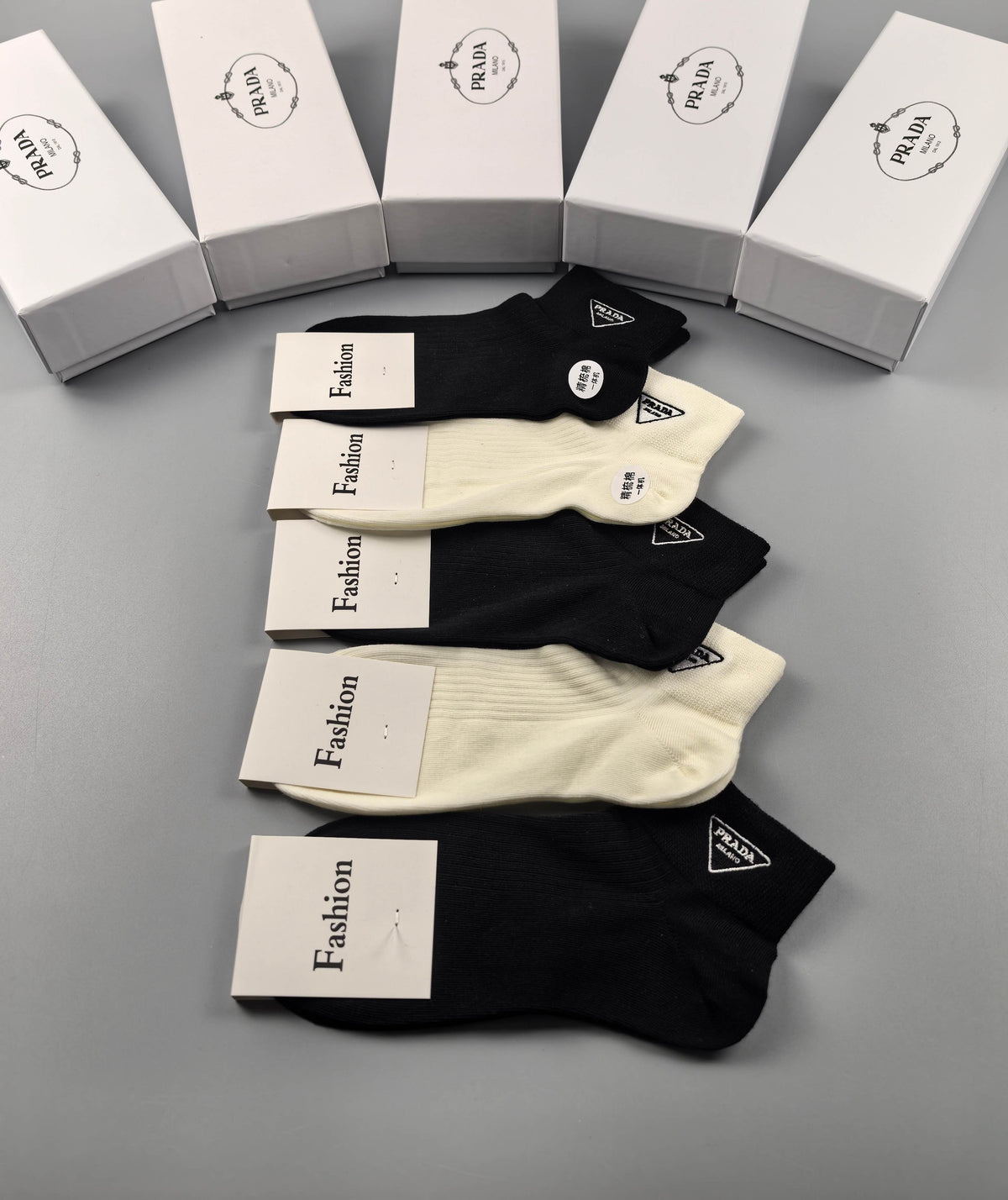 Prada Small Triangle Details Ankle Socks - 5-Pair Set
