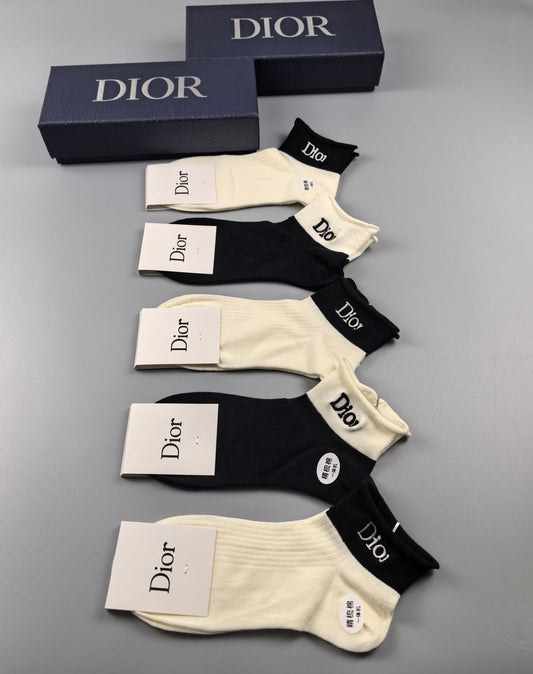 Dior Clean Wordmark Details Ankle Socks - 5-Pair Set