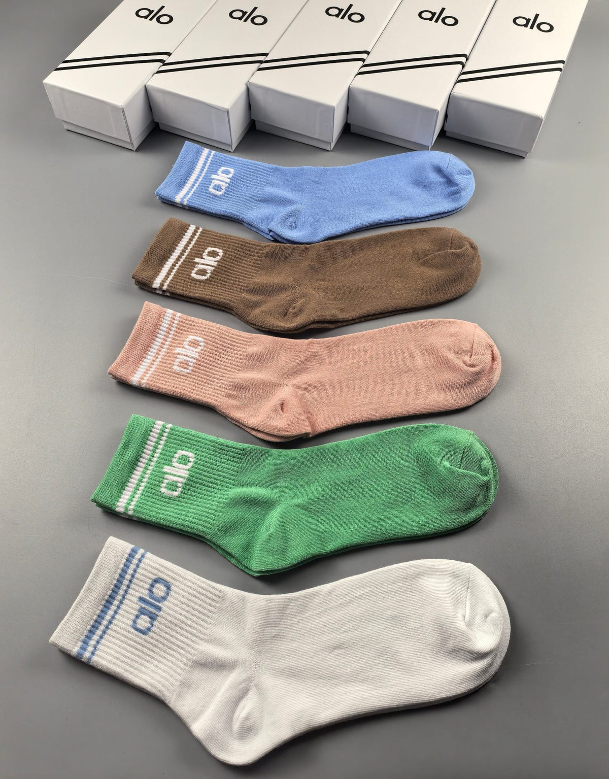 Alo Clean Wordmarks Crew Socks - 5-Pair Set