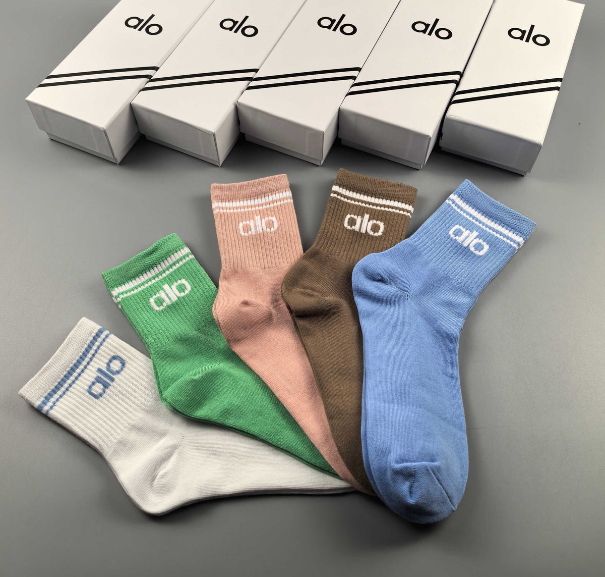 Alo Clean Wordmarks Crew Socks - 5-Pair Set