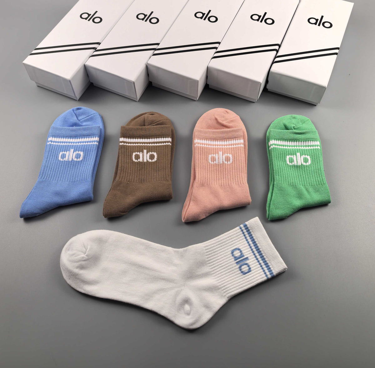 Alo Clean Wordmarks Crew Socks - 5-Pair Set