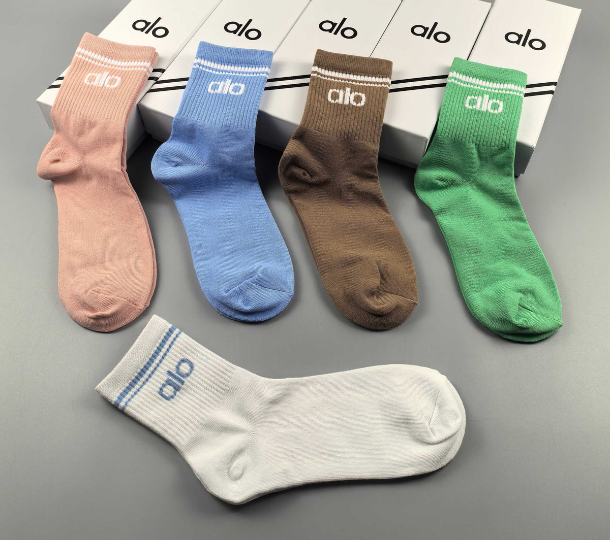 Alo Clean Wordmarks Crew Socks - 5-Pair Set