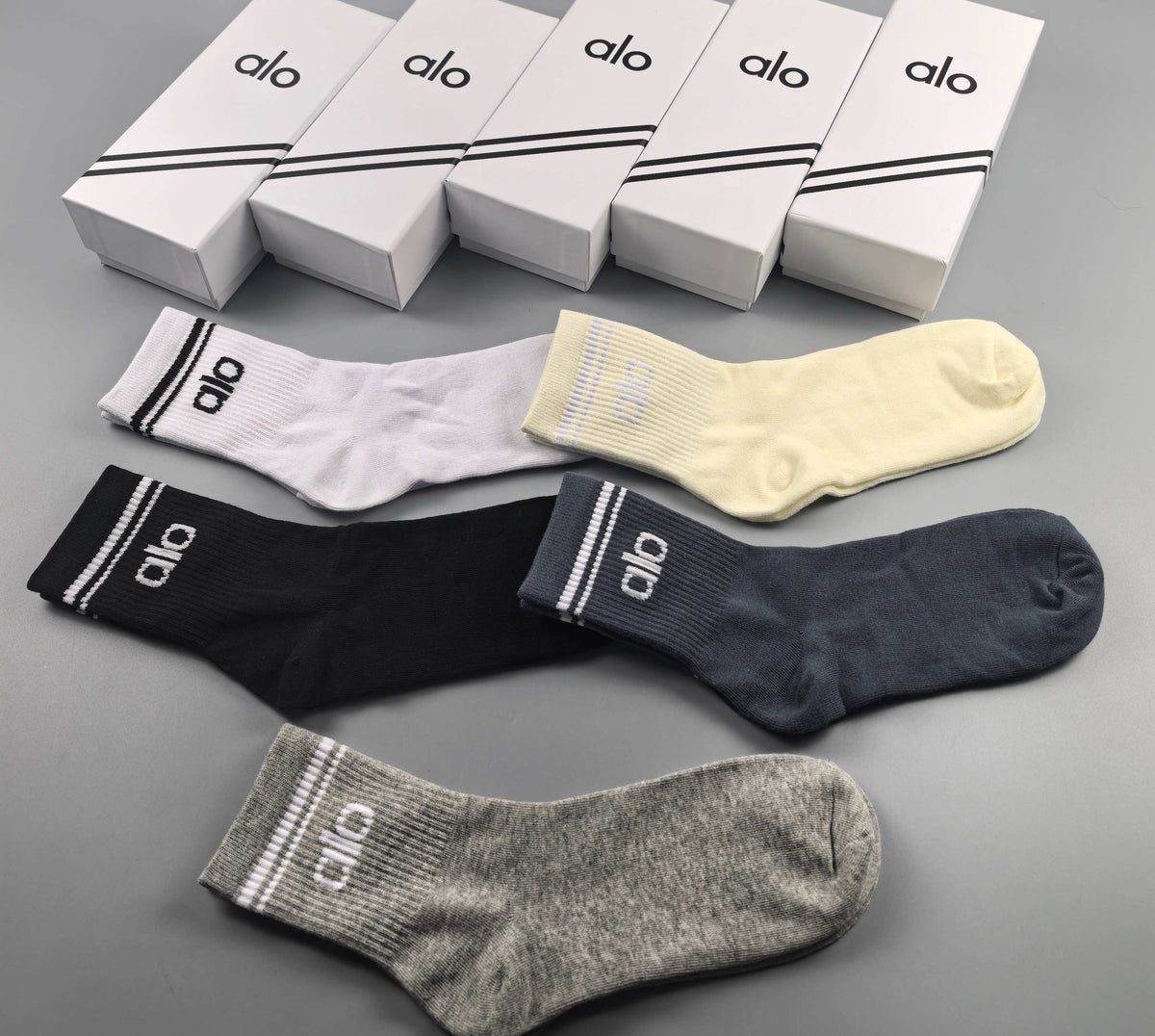 Unbranded Neutral Mixed-Colour Crew Crew Socks 5-Pair Box