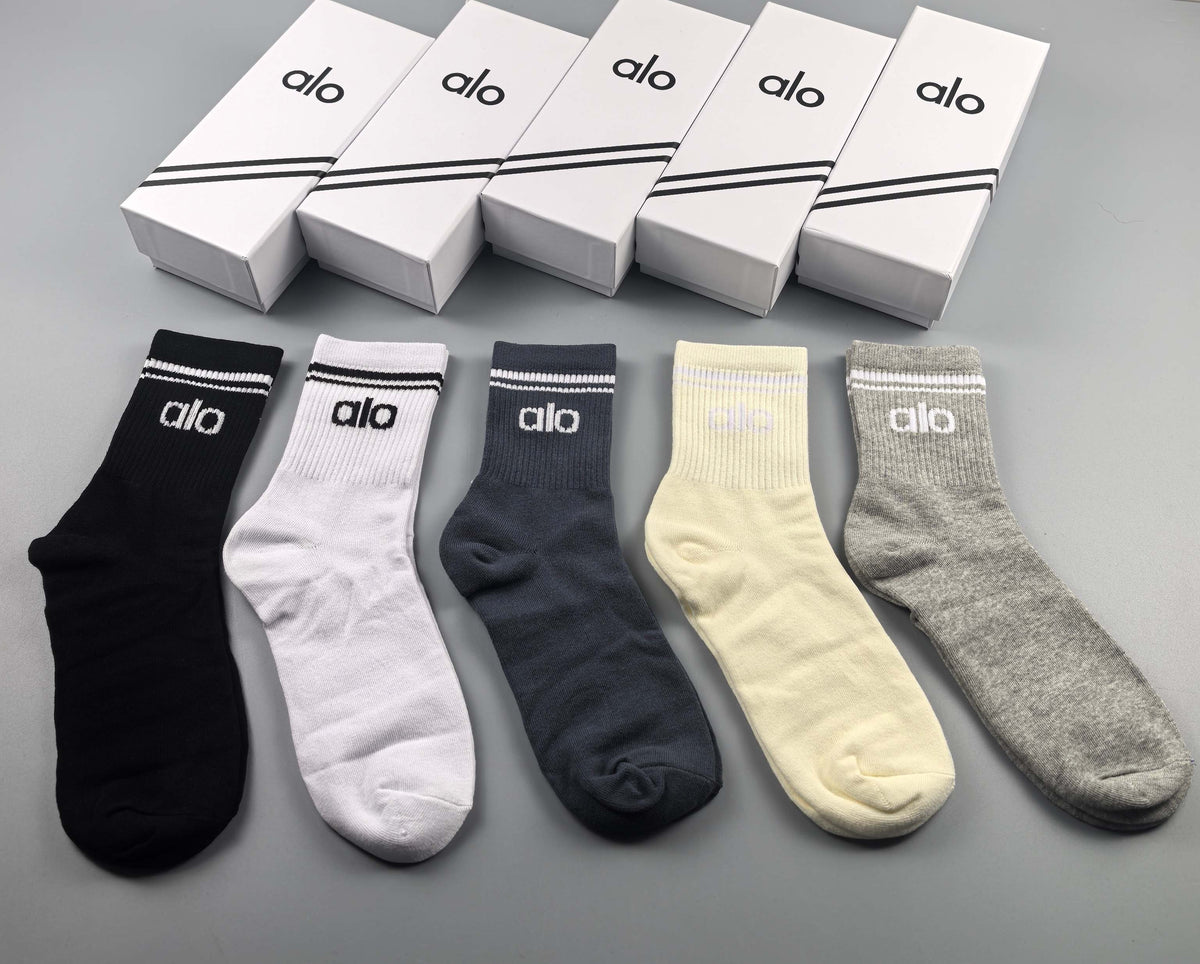 Unbranded Neutral Mixed-Colour Crew Crew Socks 5-Pair Box