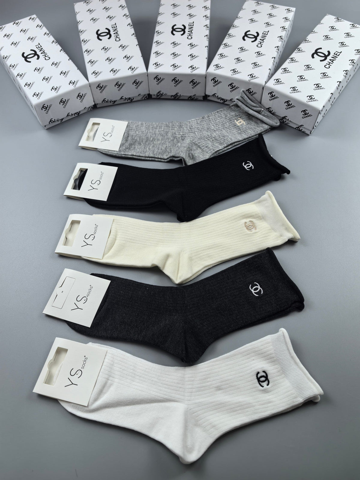 Chanel Cotton Crew Socks - 5-Pair Pack
