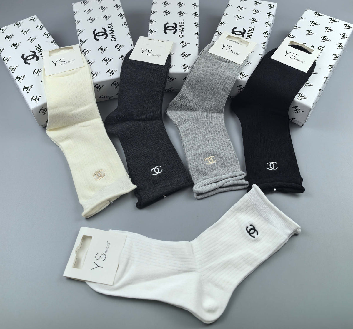 Chanel Cotton Crew Socks - 5-Pair Pack