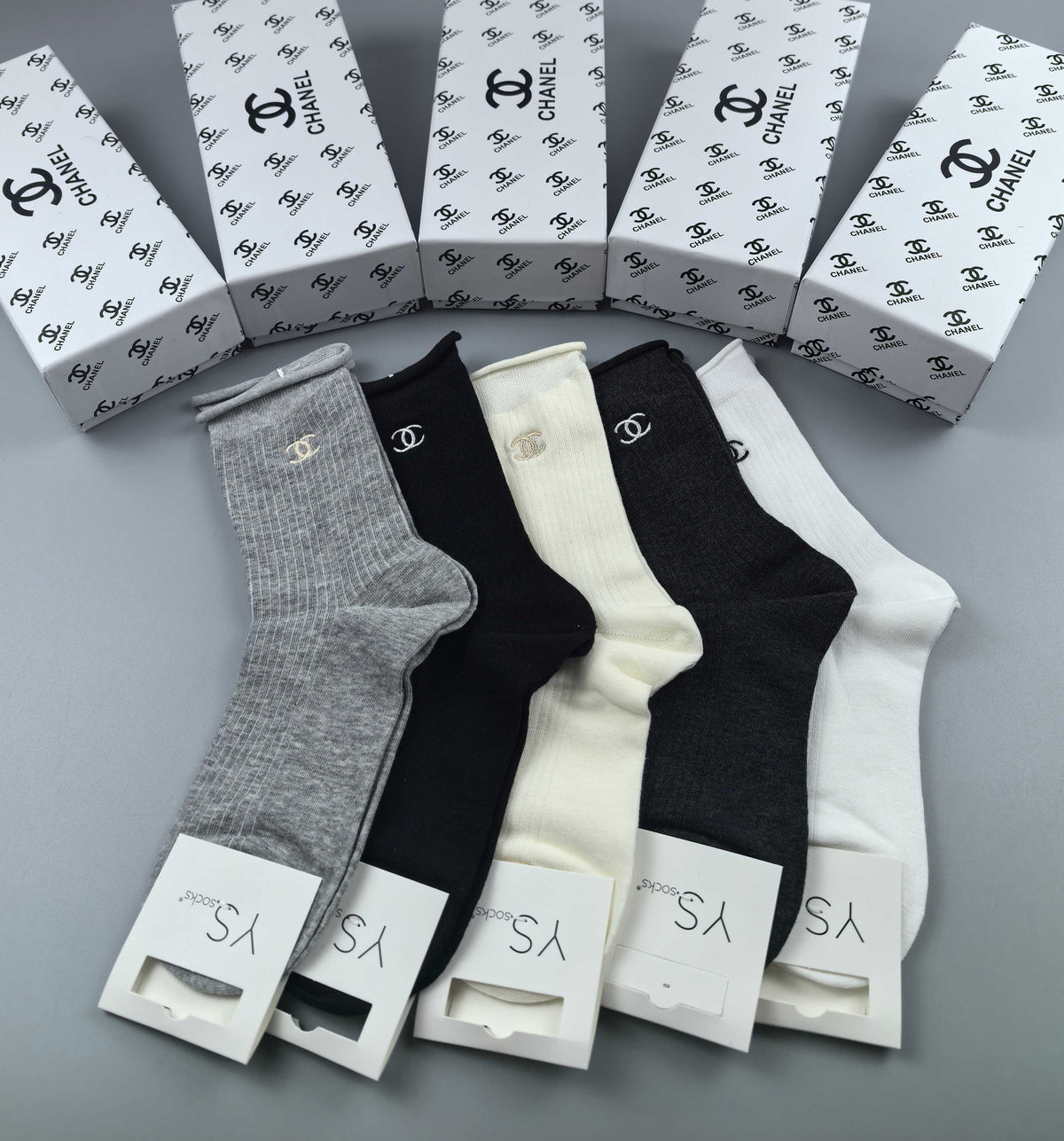 Chanel Cotton Crew Socks - 5-Pair Pack
