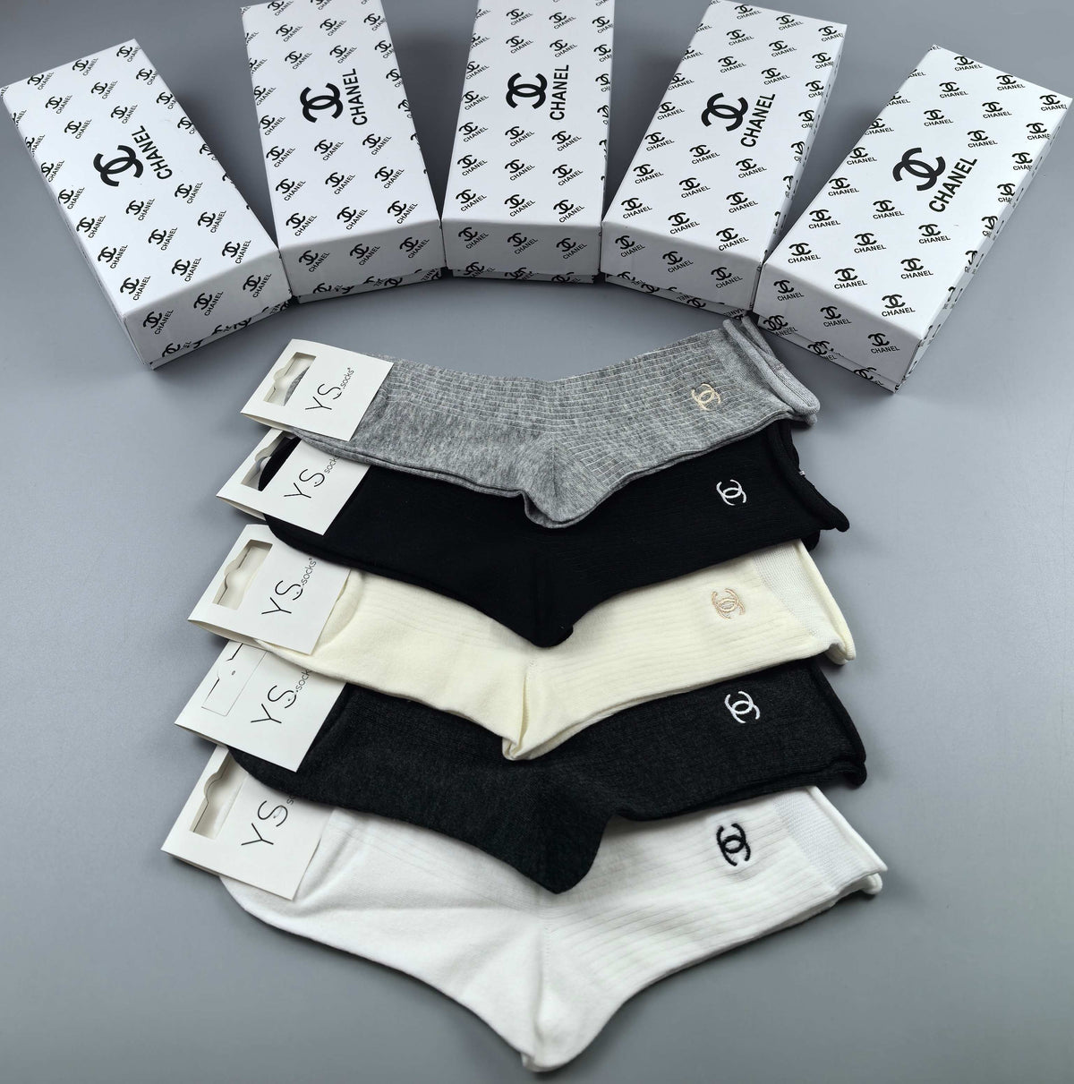 Chanel Cotton Crew Socks - 5-Pair Pack