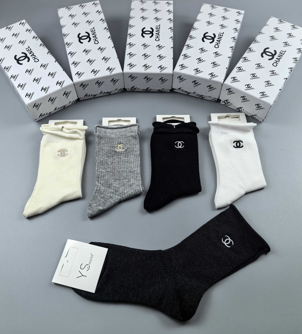 Chanel Cotton Crew Socks - 5-Pair Pack