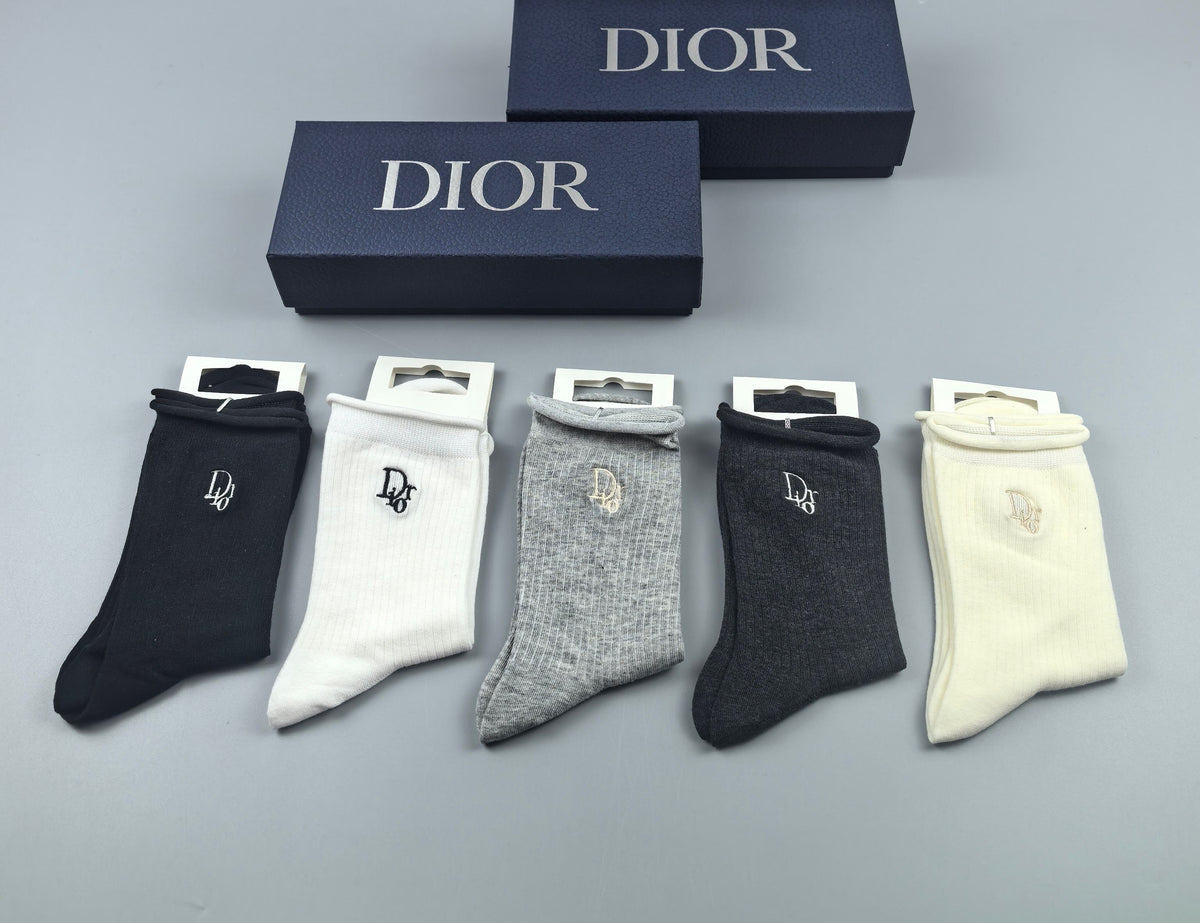 Dior Cotton Crew Socks - 5-Pair Pack
