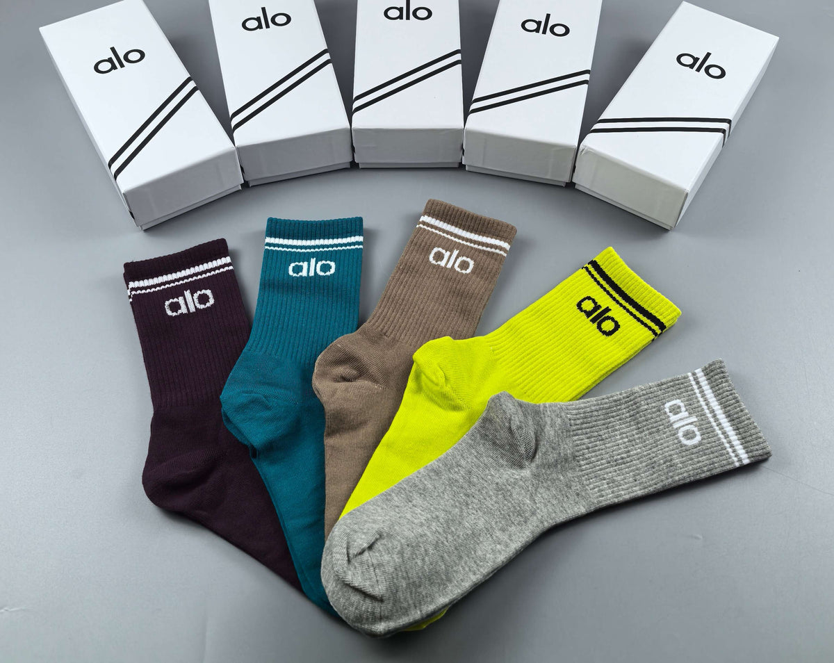 Unbranded Neon Mixed-Colour Crew Crew Socks 5-Pair Box Collection