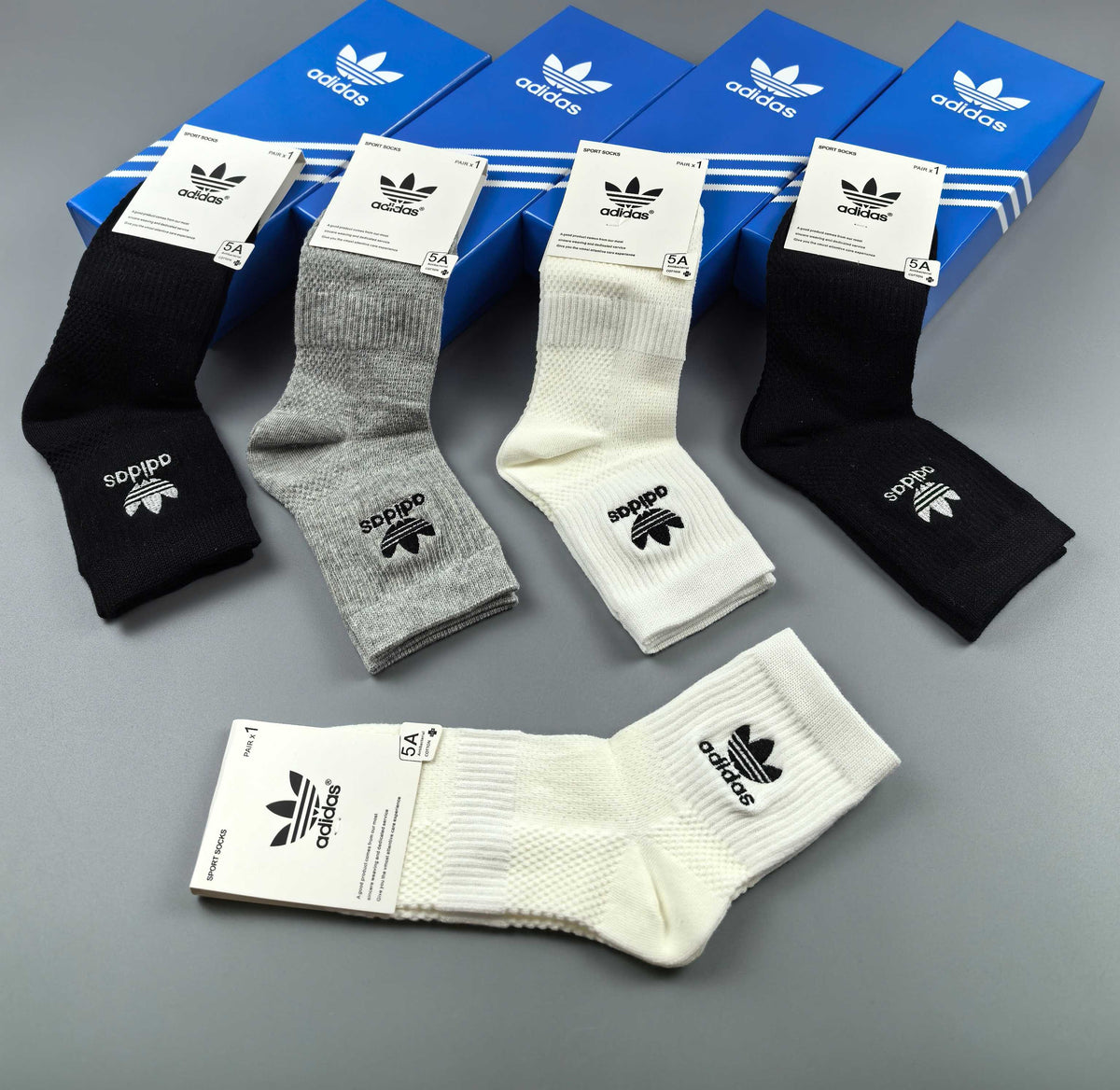Adidas Cotton Crew Socks - 5-Pair Pack
