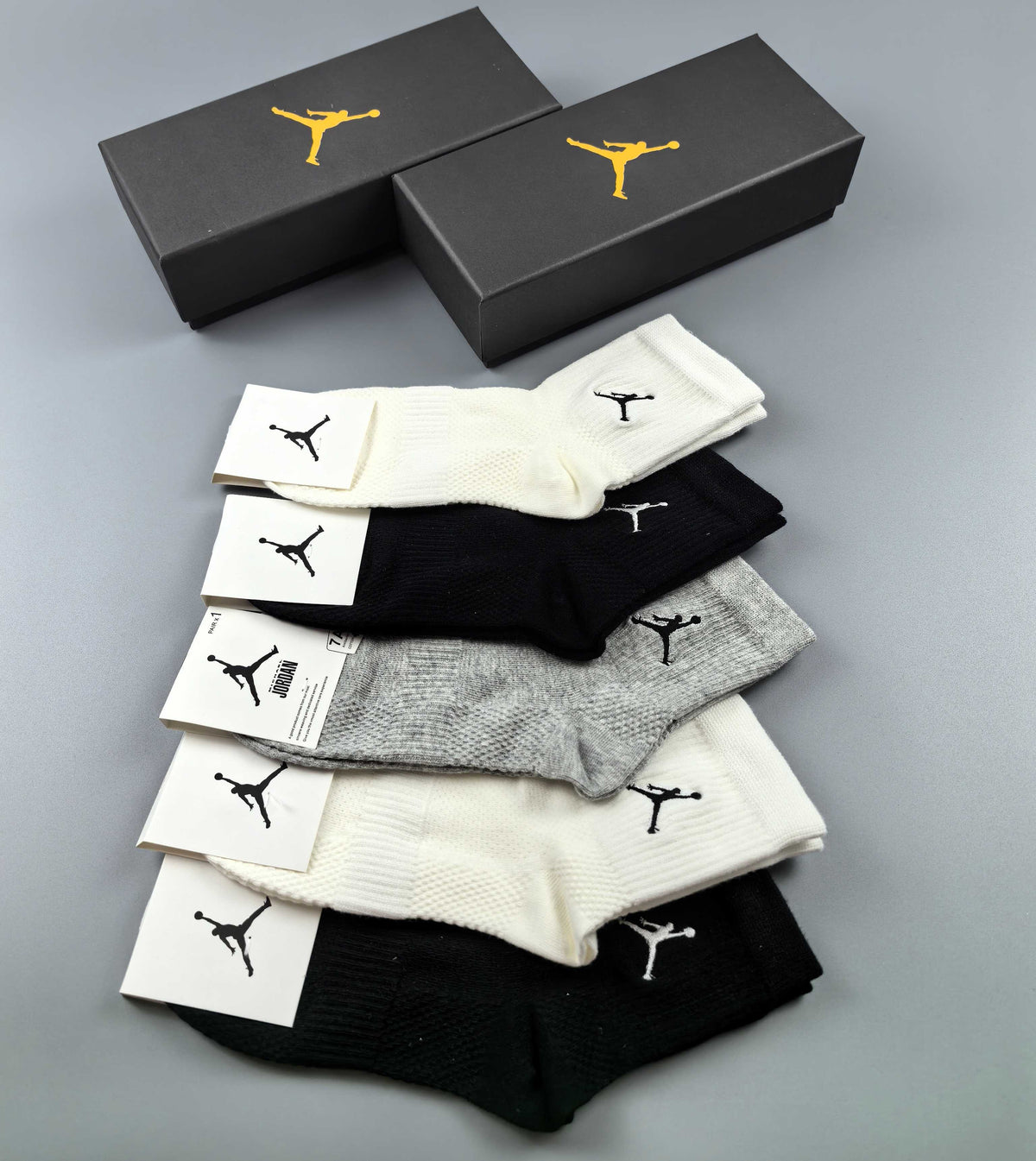 Jordan Cotton Visible Cuff, Colour And Emblem Details Crew Socks - 5-Pair Set