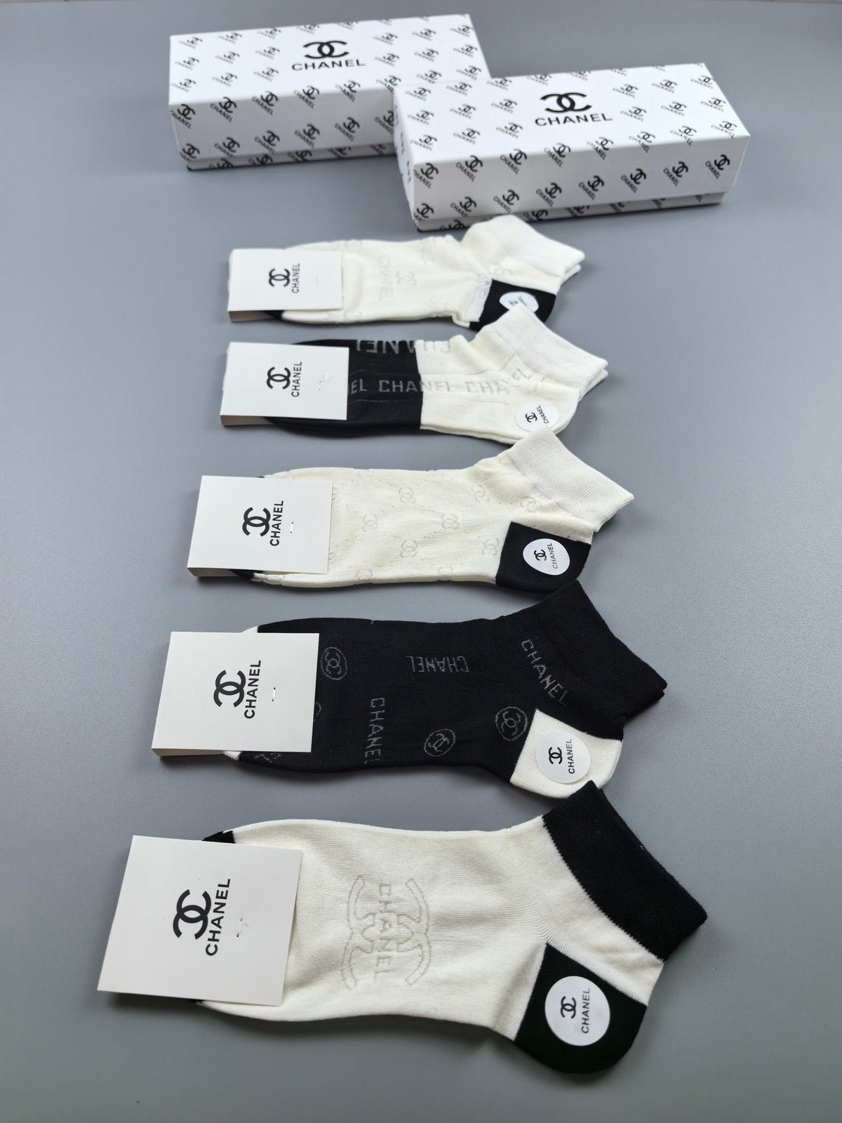 Chanel Cotton Short Socks - 5-Pair Box