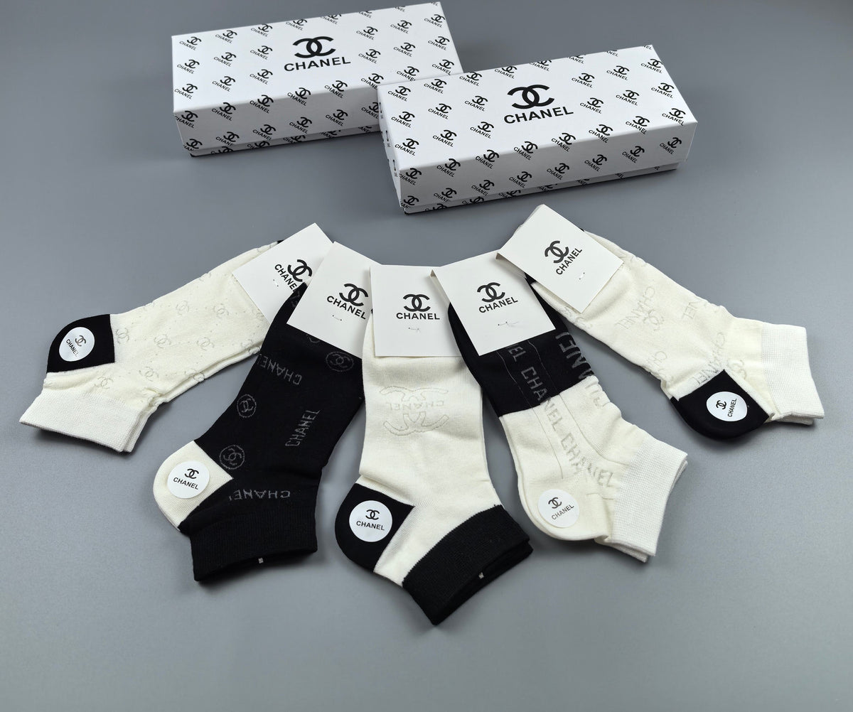 Chanel Cotton Short Socks - 5-Pair Box