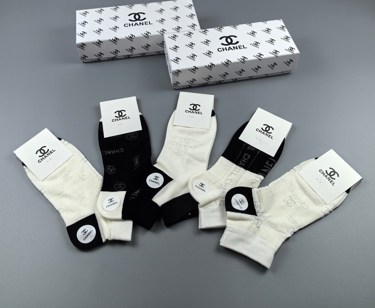 Chanel Cotton Short Socks - 5-Pair Box