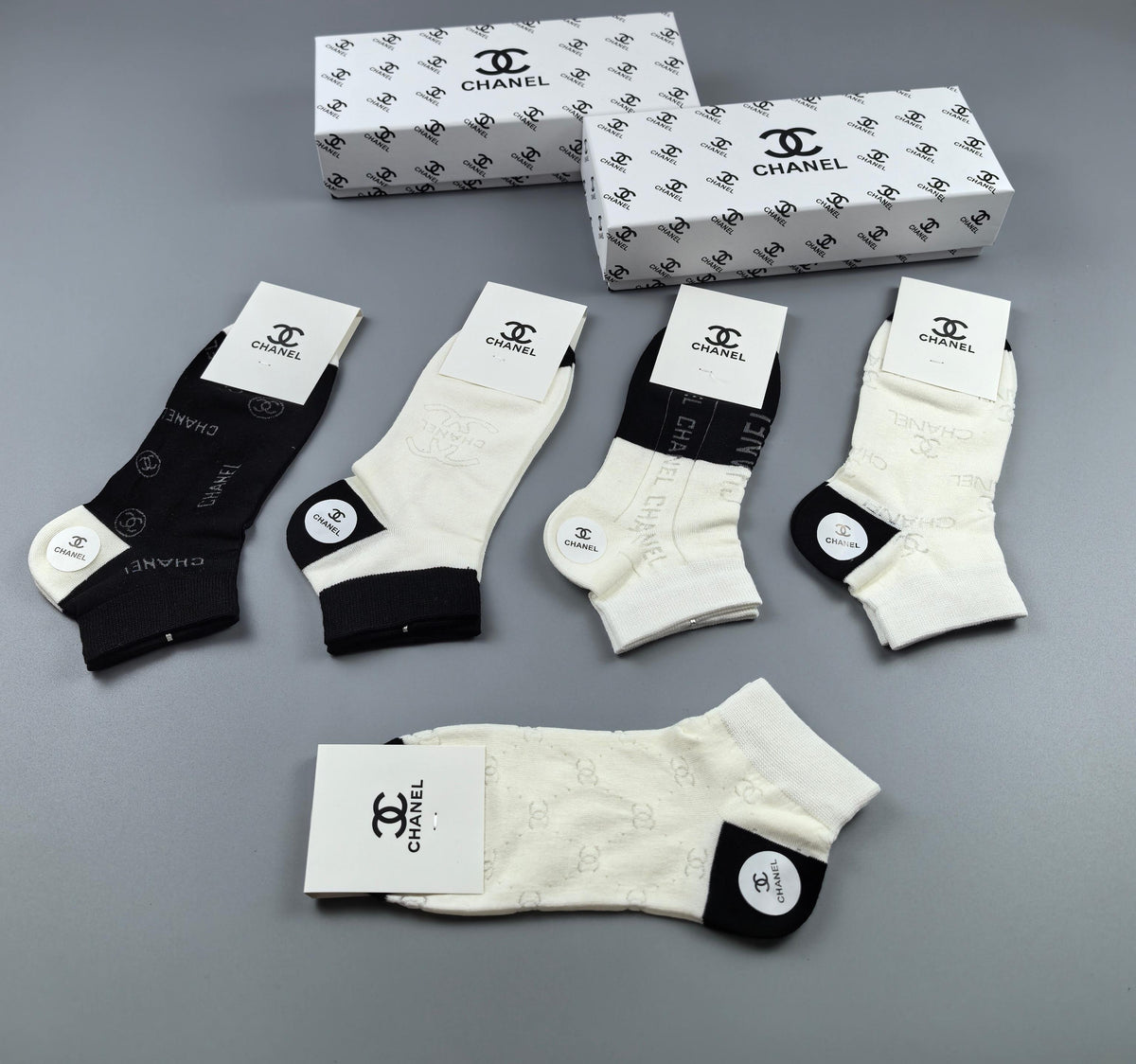 Chanel Cotton Short Socks - 5-Pair Box