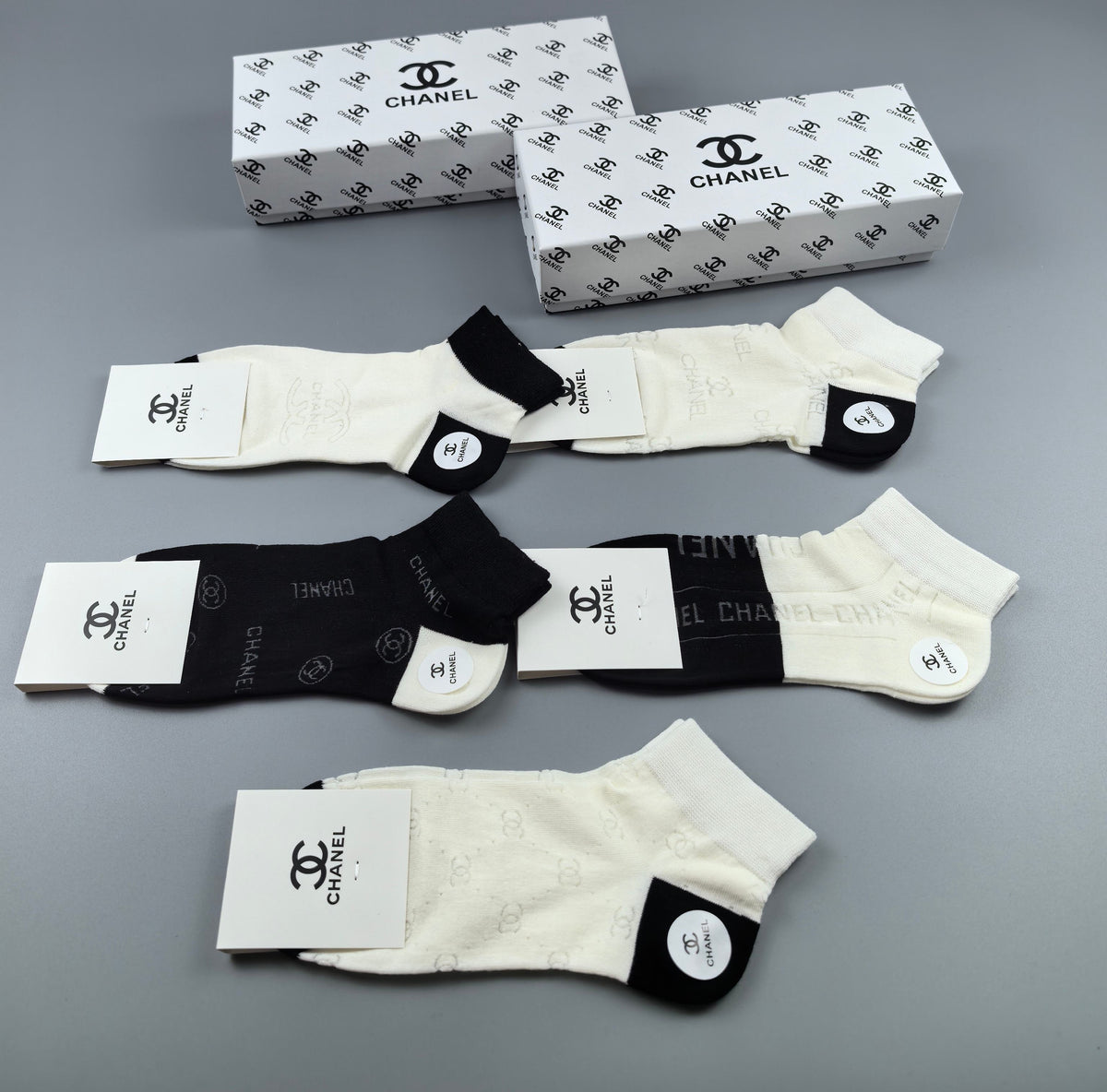 Chanel Cotton Short Socks - 5-Pair Box