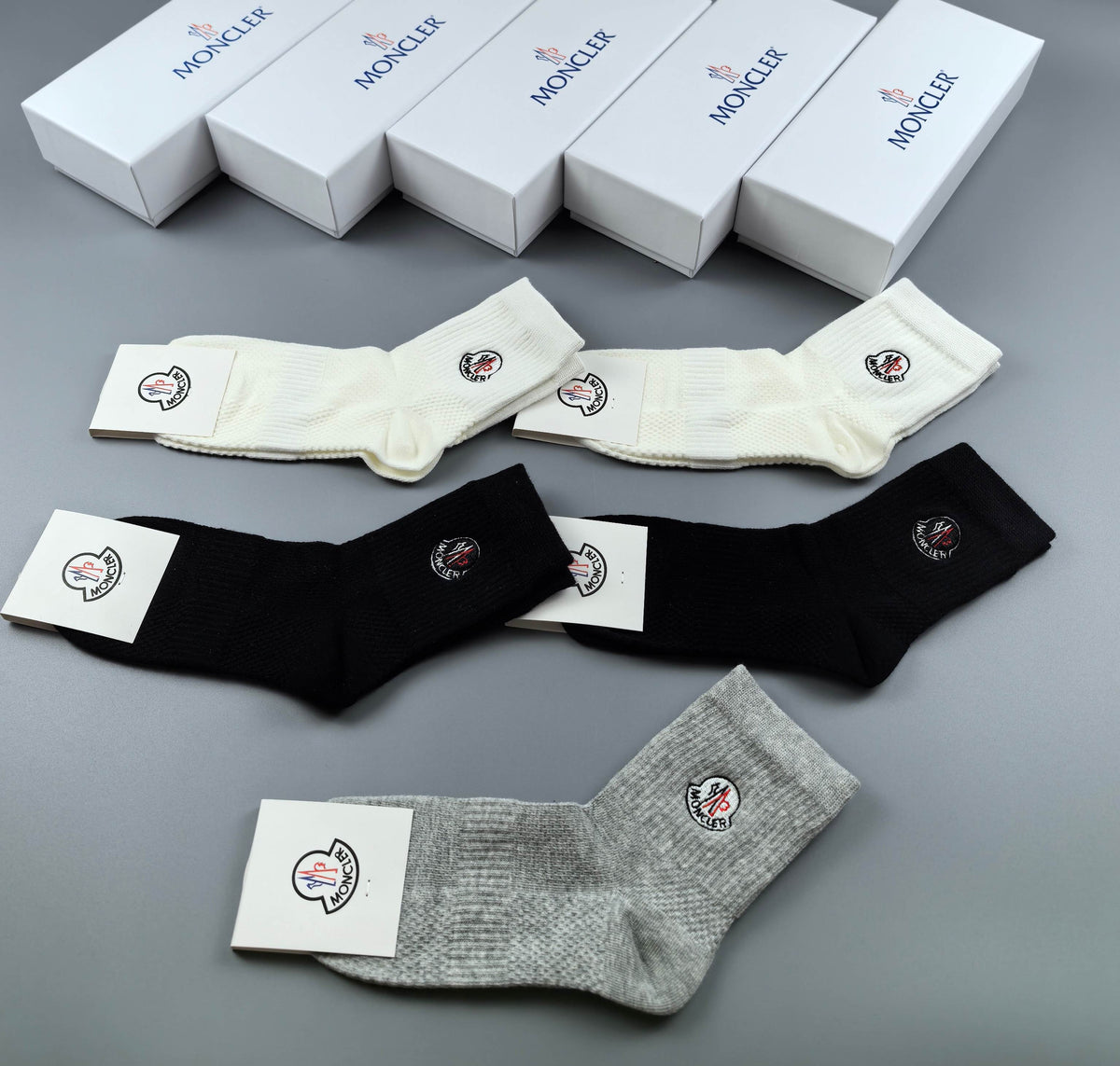 Moncler Small Round Emblems Ankle Socks - 5-Pair Set
