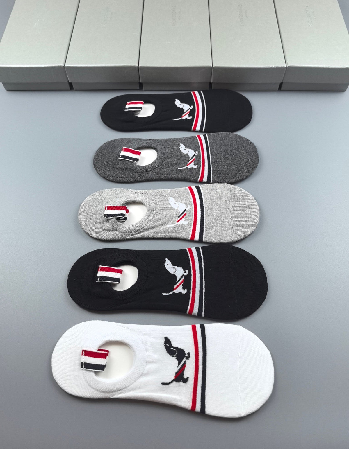 Thom Browne Cotton No-Show Socks - 5-Pair Set