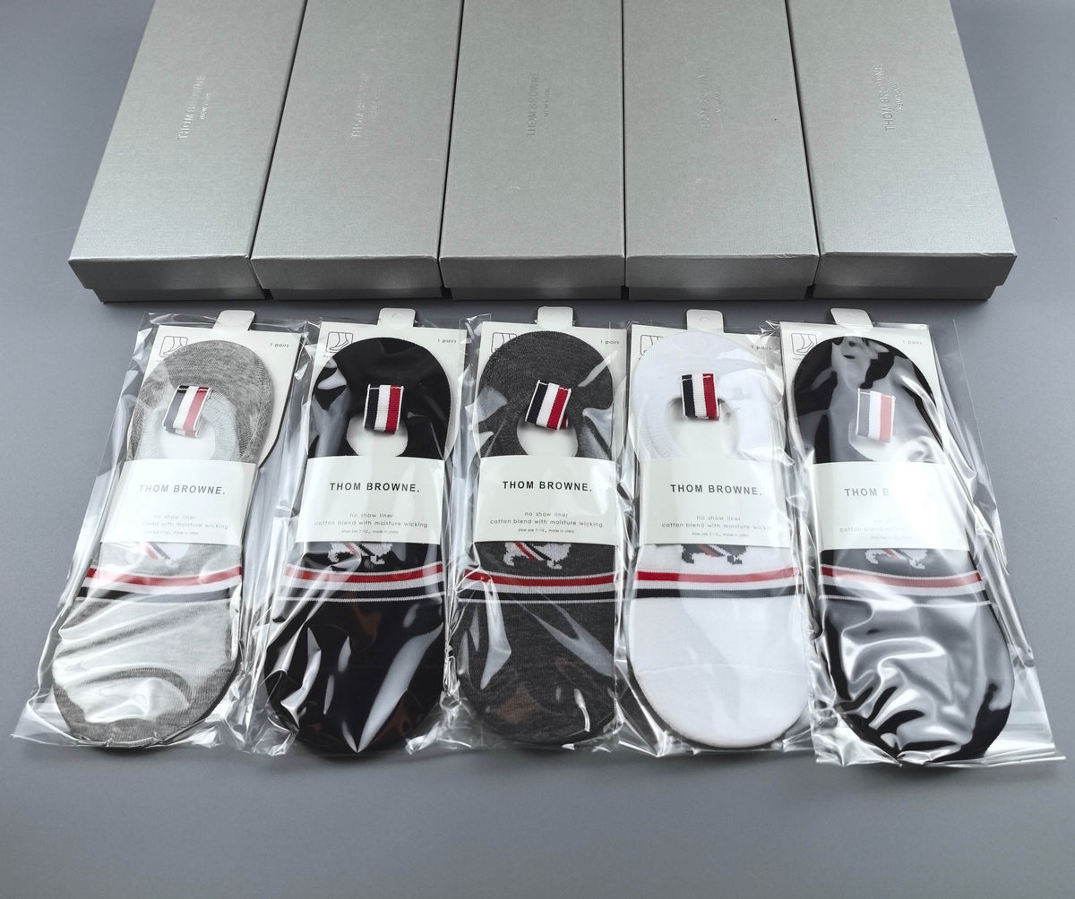 Thom Browne Cotton No-Show Socks - 5-Pair Set