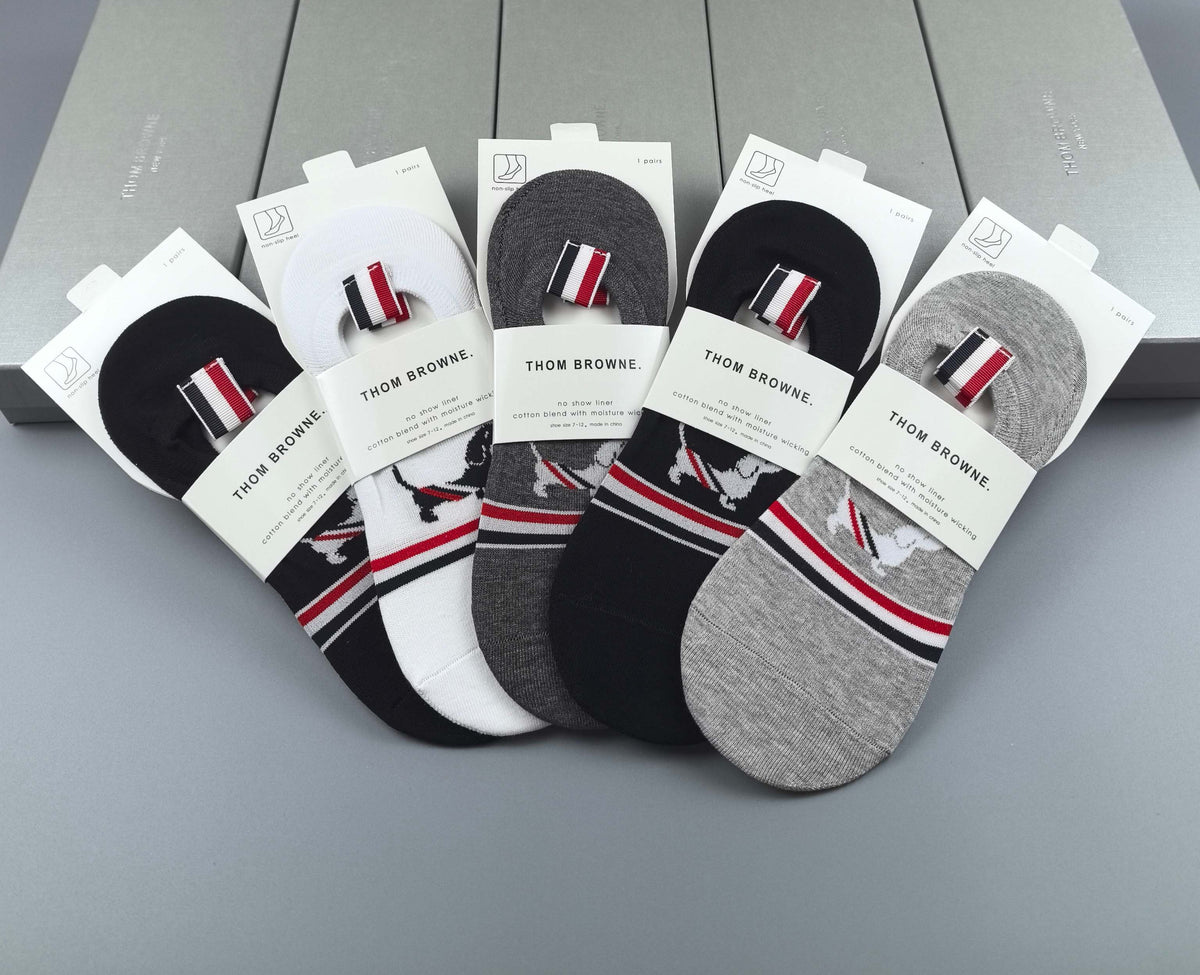 Thom Browne Cotton No-Show Socks - 5-Pair Pack