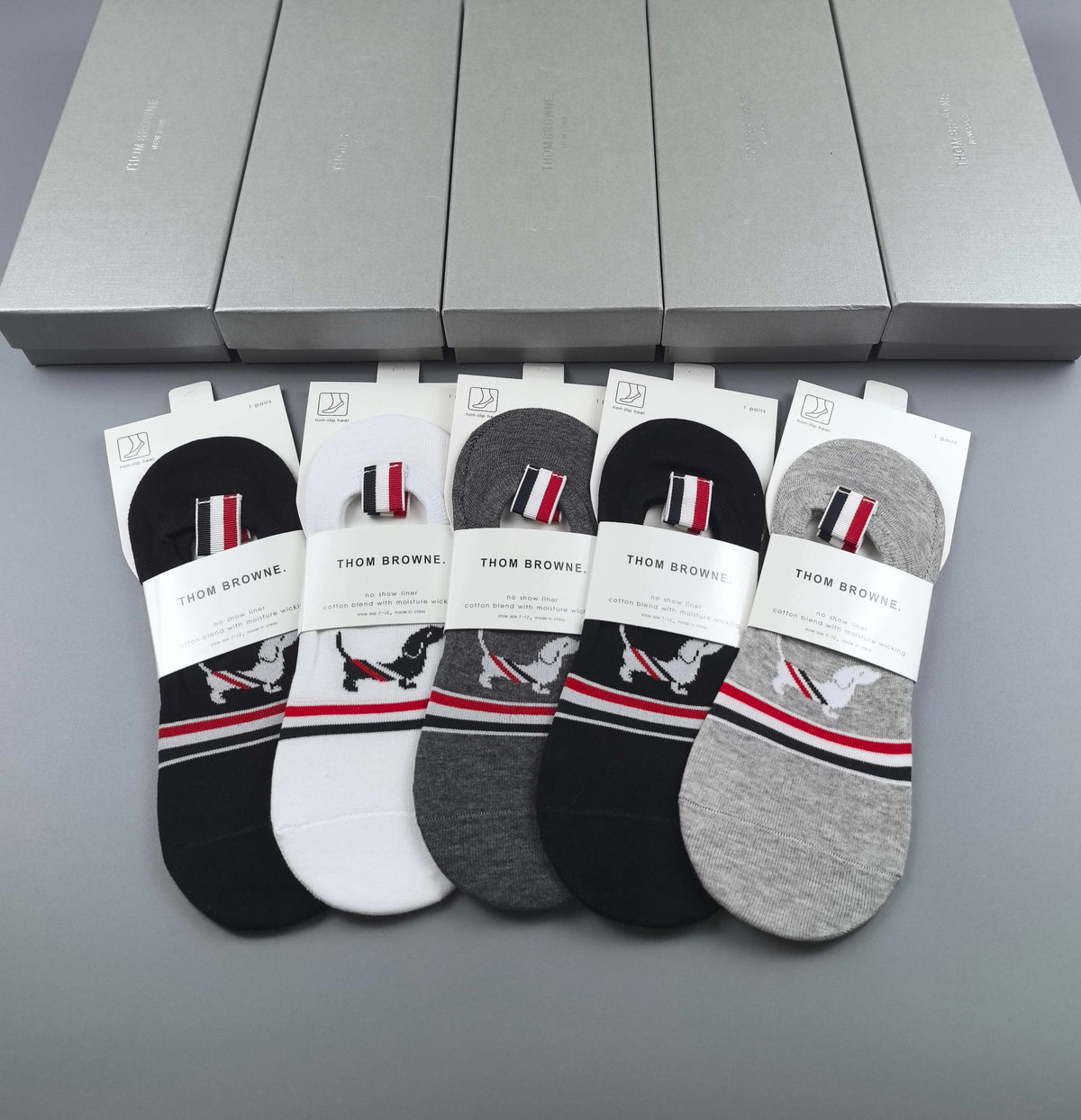 Thom Browne Cotton No-Show Socks - 5-Pair Pack