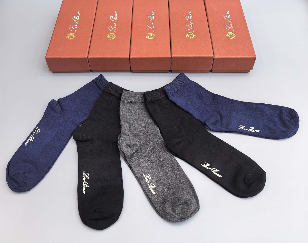 Loro Piana Restrained Wordmarks Ankle Socks - 5-Pair Set