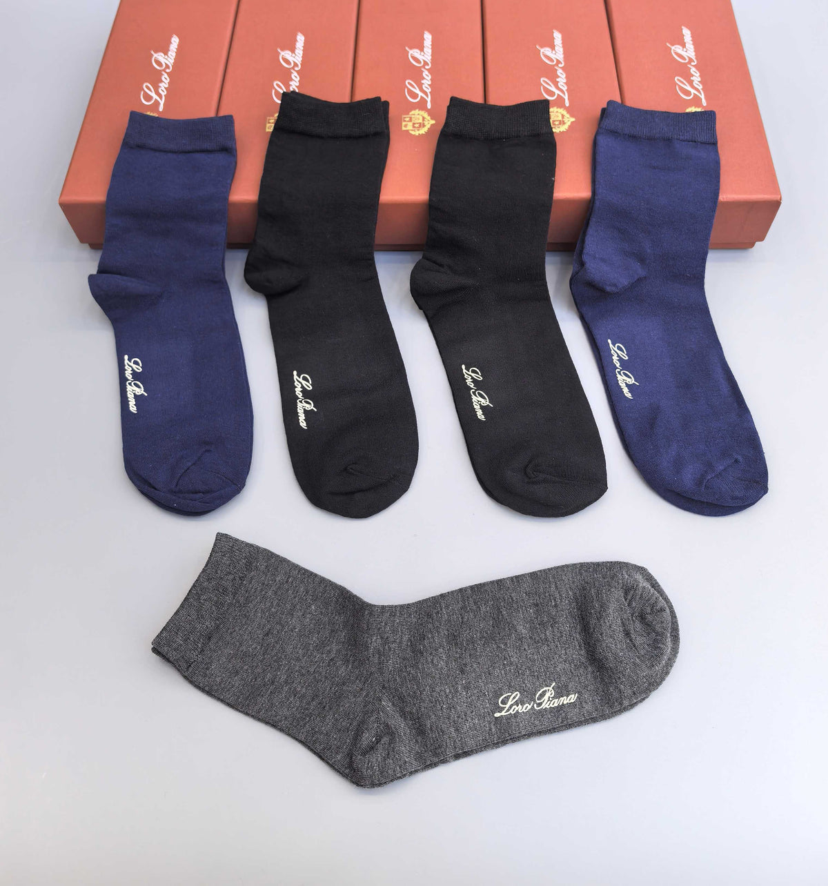 Loro Piana Restrained Wordmarks Ankle Socks - 5-Pair Set