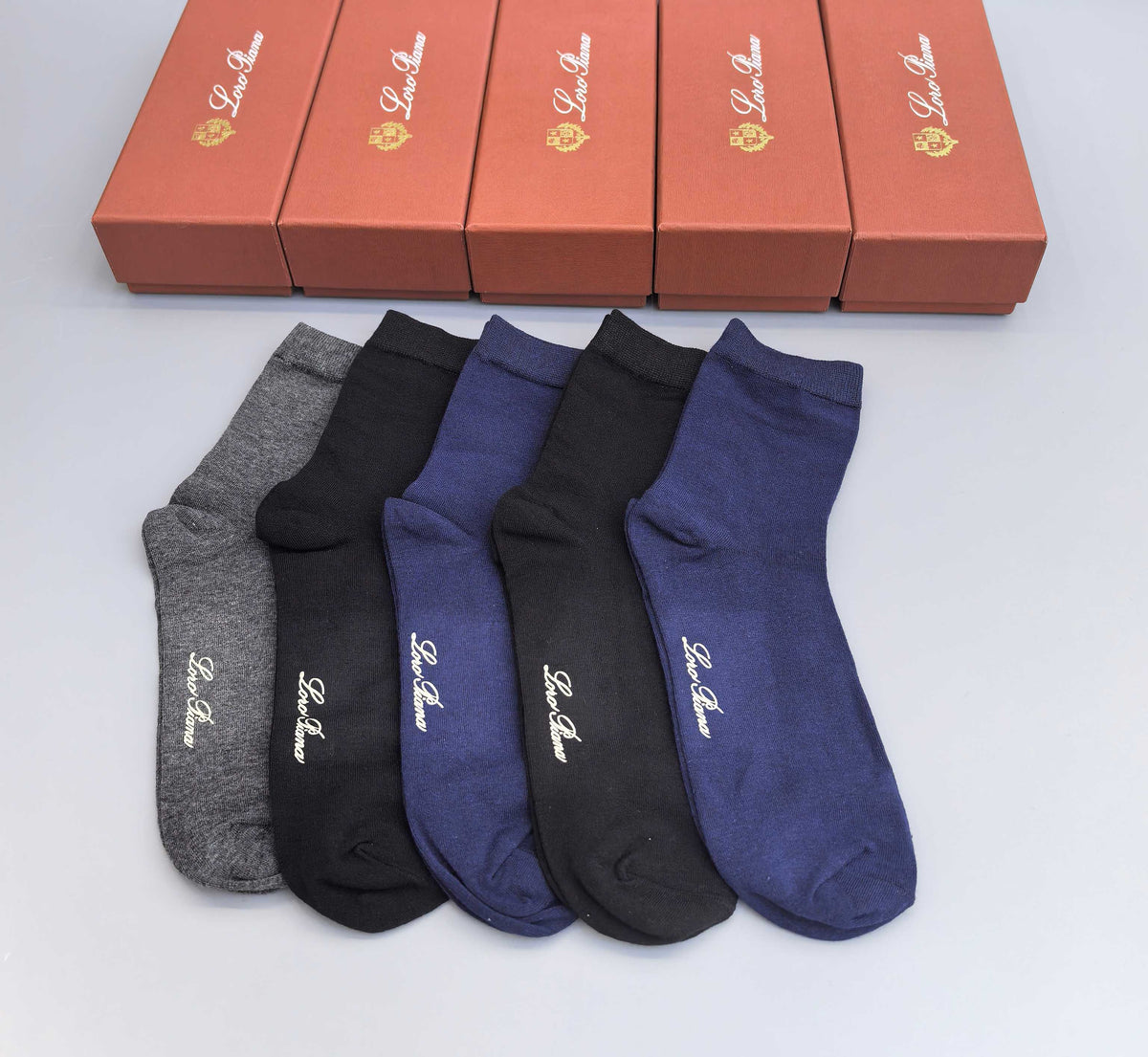 Loro Piana Restrained Wordmarks Ankle Socks - 5-Pair Set