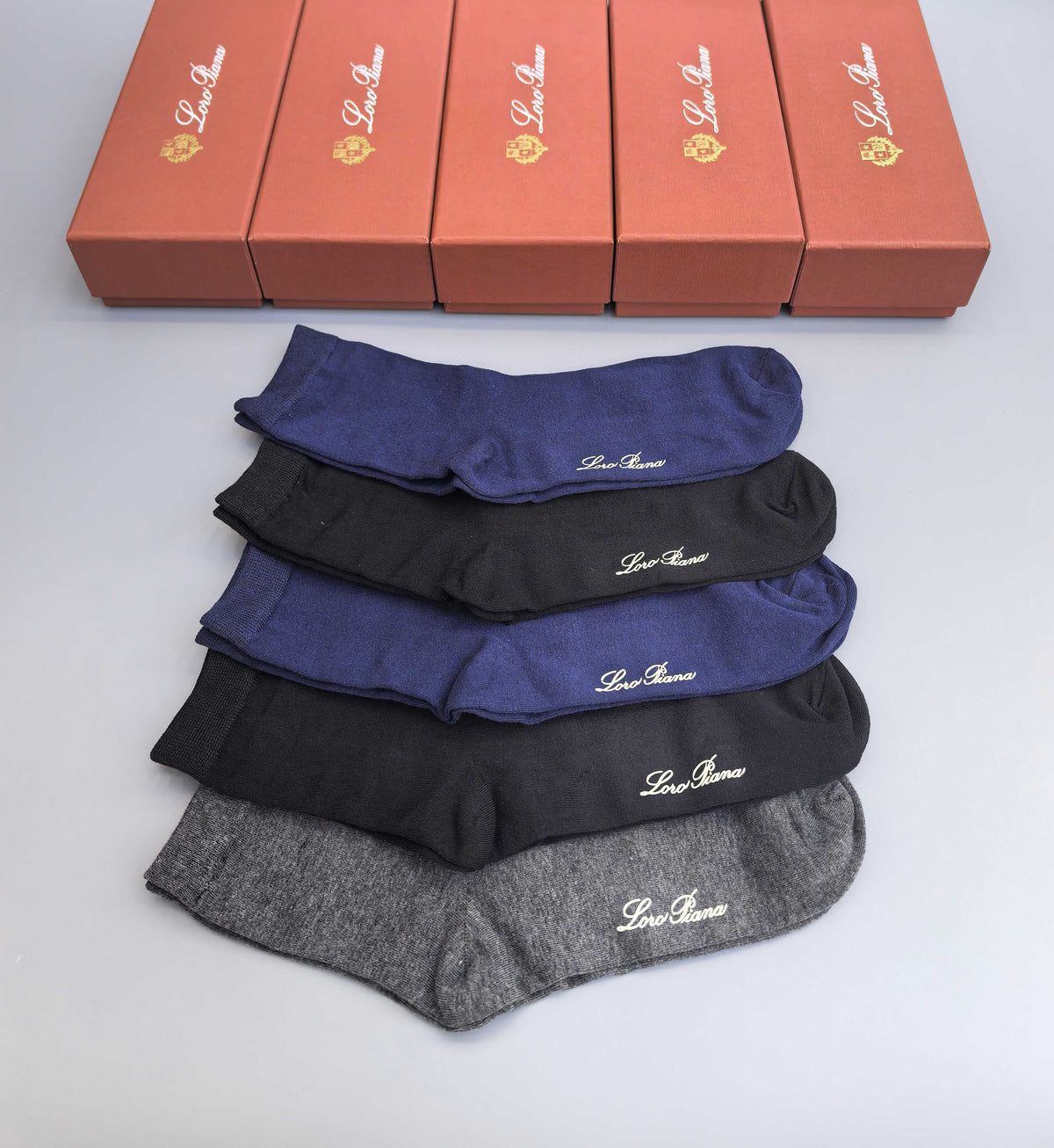 Loro Piana Restrained Wordmarks Ankle Socks - 5-Pair Set