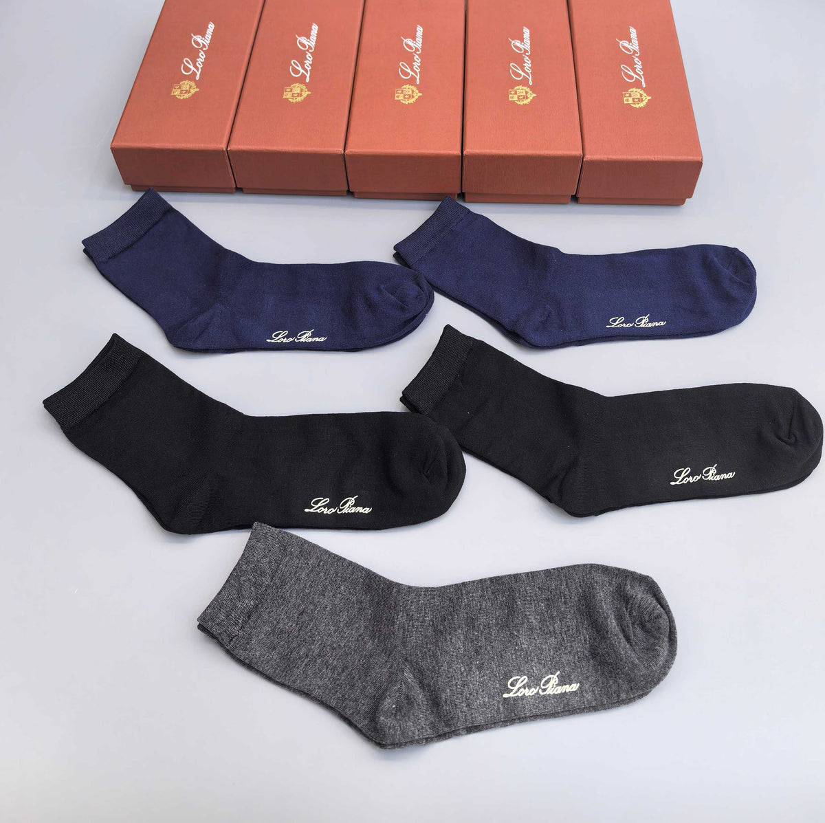 Loro Piana Restrained Wordmarks Ankle Socks - 5-Pair Set