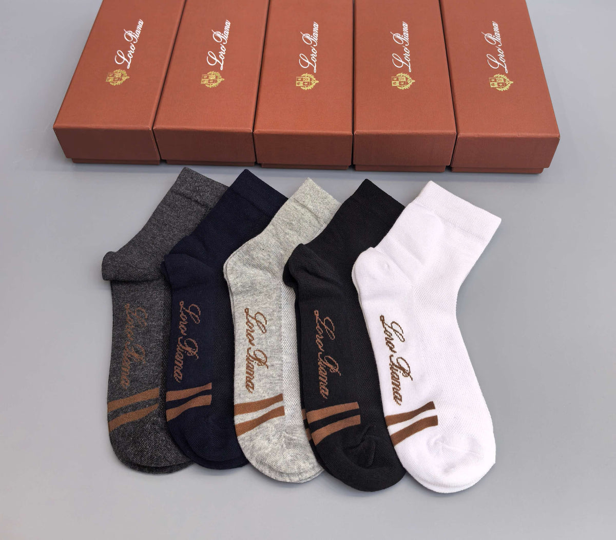 Loro Piana Restrained Wordmarks Crew Socks - 5-Pair Set