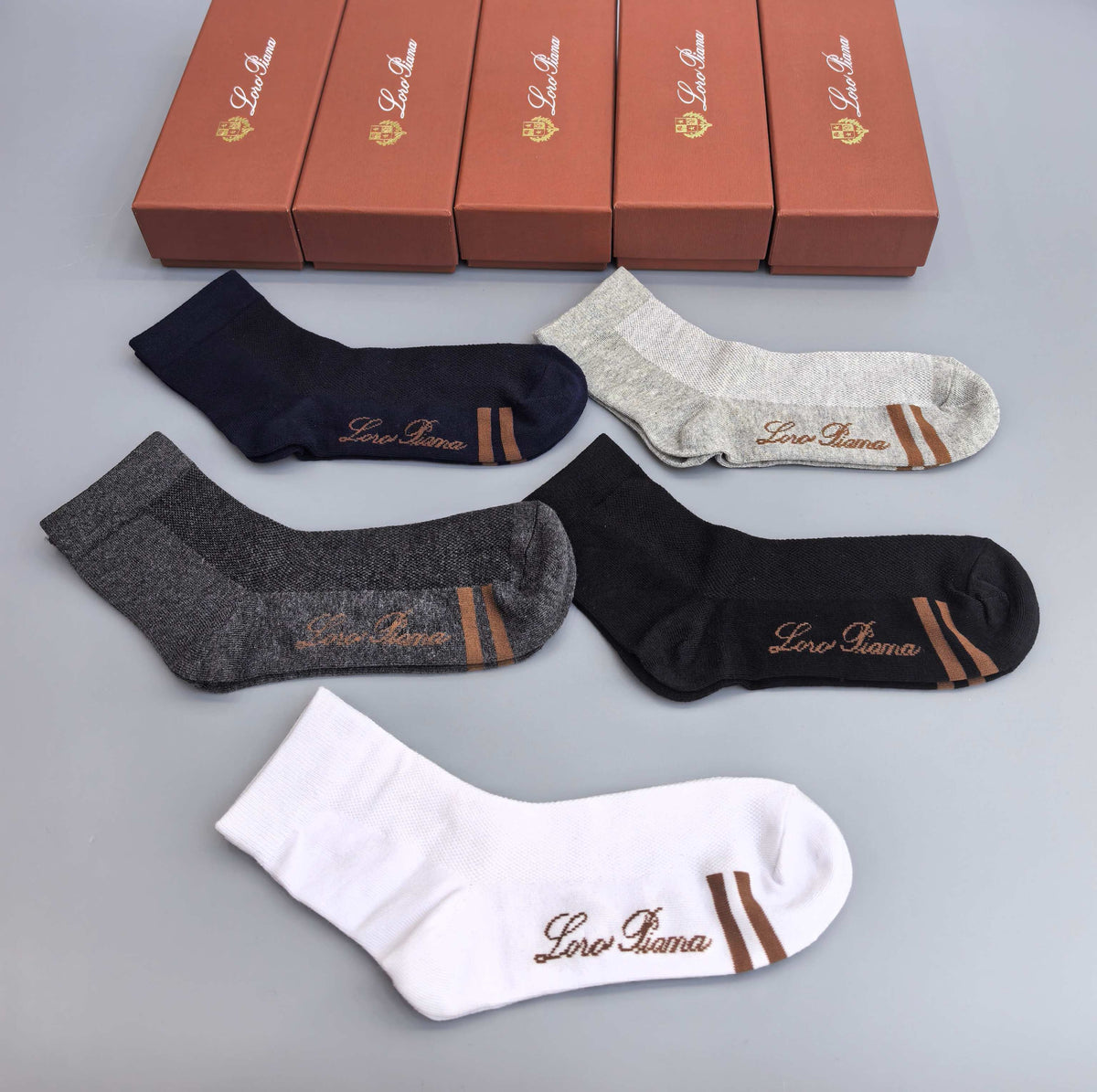 Loro Piana Restrained Wordmarks Crew Socks - 5-Pair Set