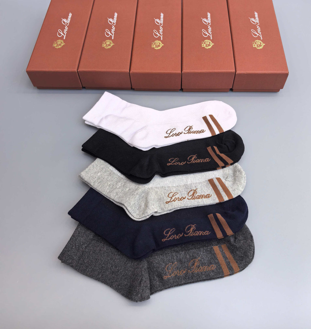 Loro Piana Restrained Wordmarks Crew Socks - 5-Pair Set