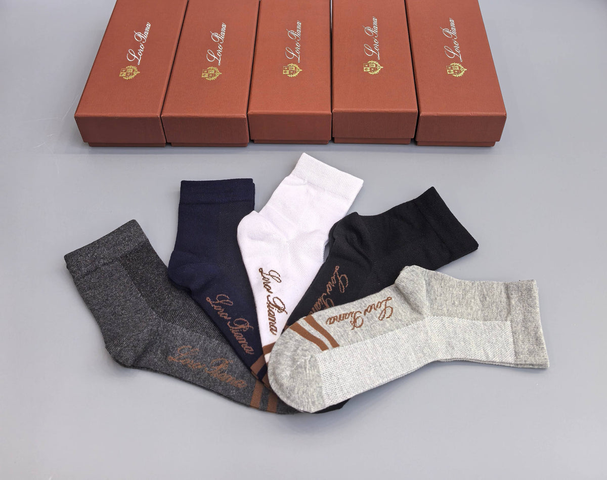 Loro Piana Restrained Wordmarks Crew Socks - 5-Pair Set