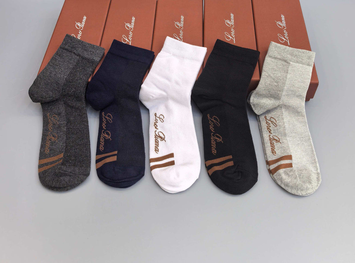 Loro Piana Restrained Wordmarks Crew Socks - 5-Pair Set