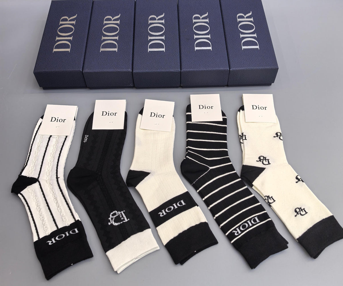 Dior Cotton Crew Socks - 5-Pair Pack