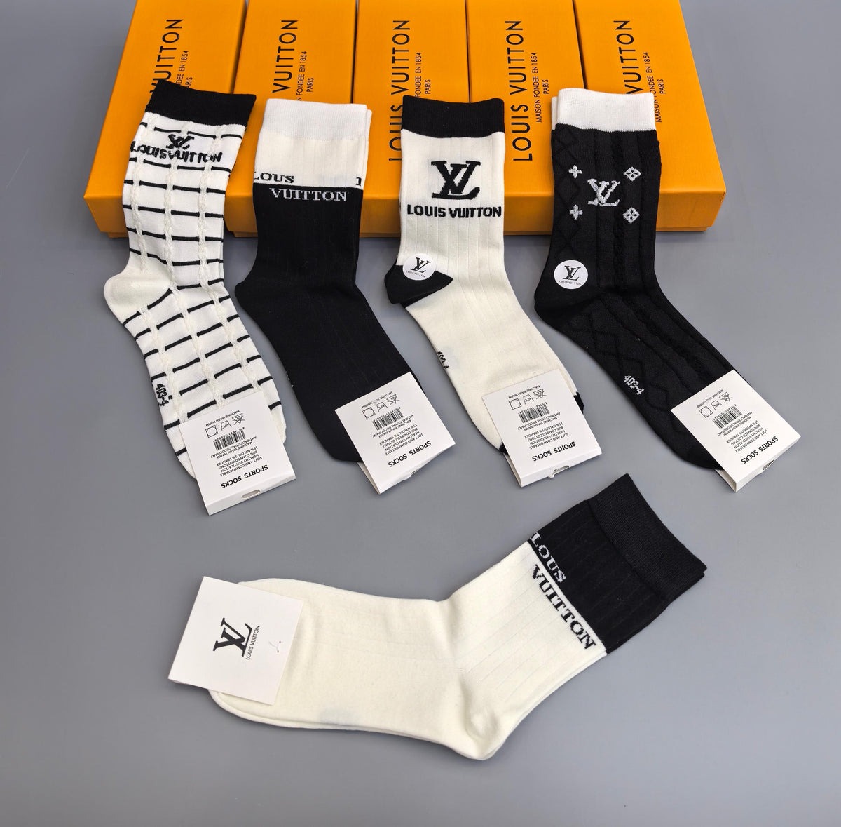 Louis Vuitton Cotton Crew Socks - 5-Pair Pack